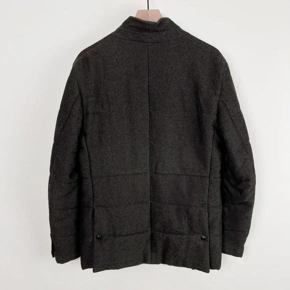 Massimo Dutti Tweed Puffer Field Jacket Coat Dark Academia Work Blazer Preppy - Picture 9 of 11